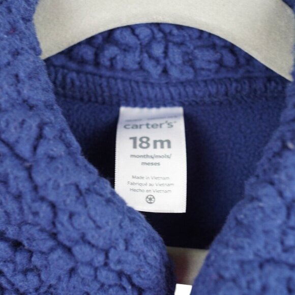 Carters‎ Sparkling Sherpa Vest 18m Navy Blue Fleece Sleeveless With Pockets - Picture 2 of 5